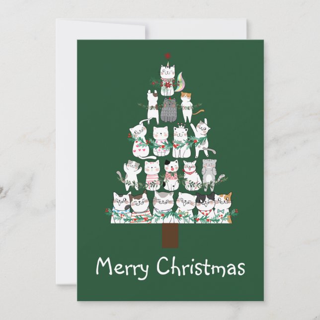 Christmas Cat Funny Tree Funny Invitation (Front)