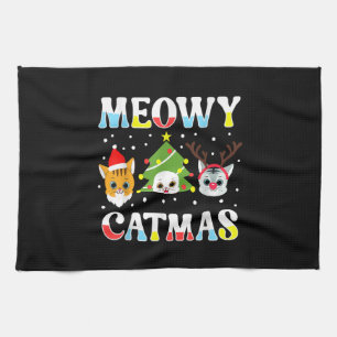 Christmas Cat Funny Xmas Cats Meowy Catmas Kitchen Towel