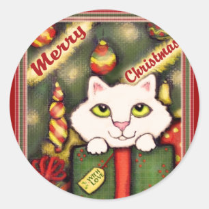 Christmas Cat Greeting Stickers