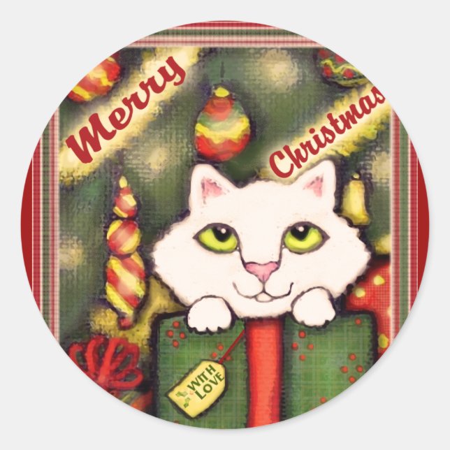 Christmas Cat Greeting Stickers (Front)
