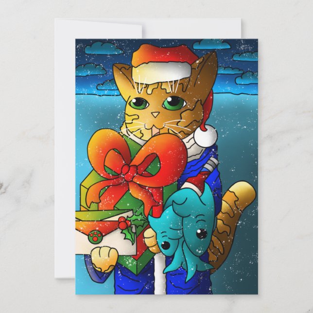 Christmas Cat Guest Card (Front)