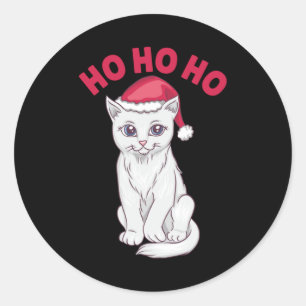 Christmas Cat Ho Ho Ho Classic Round Sticker