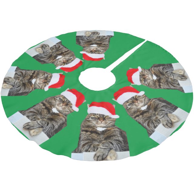 Christmas Cat Humbug Photo Tree Skirt (Angled)