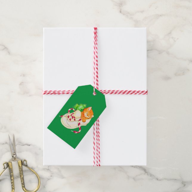 Christmas Cat in a shoe gift tag (With Twine)