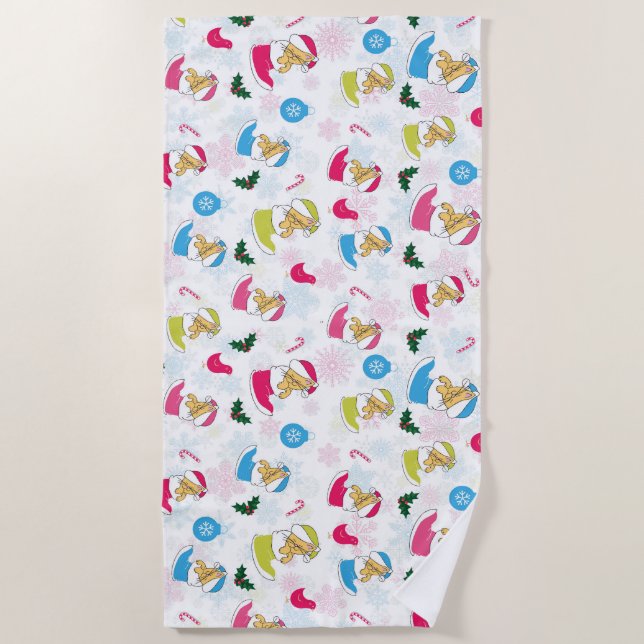 Christmas cat is sleeping beach towel (Front)