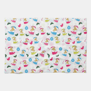 Christmas cat is sleeping kitchen towel