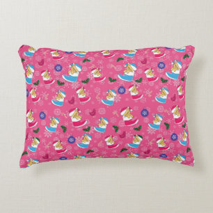 Christmas cat is sleeping,snowflakes accent pillow