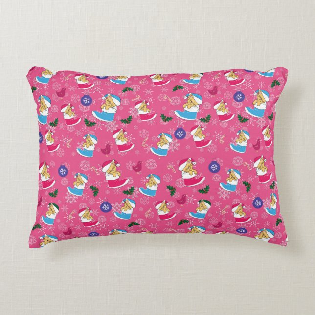 Christmas cat is sleeping,snowflakes accent pillow (Front)