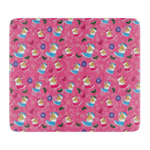 Christmas cat is sleeping,snowflakes cutting board