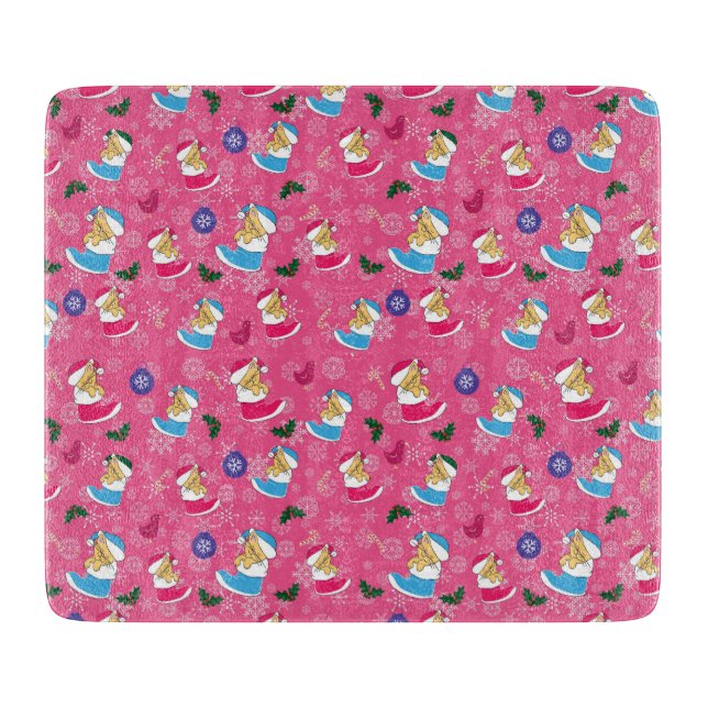 Christmas cat is sleeping,snowflakes cutting board (Front)