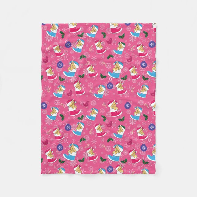 Christmas cat is sleeping,snowflakes fleece blanket (Front)