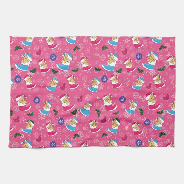 Christmas cat is sleeping,snowflakes kitchen towel (Horizontal)