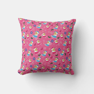 Christmas cat is sleeping,snowflakes throw pillow