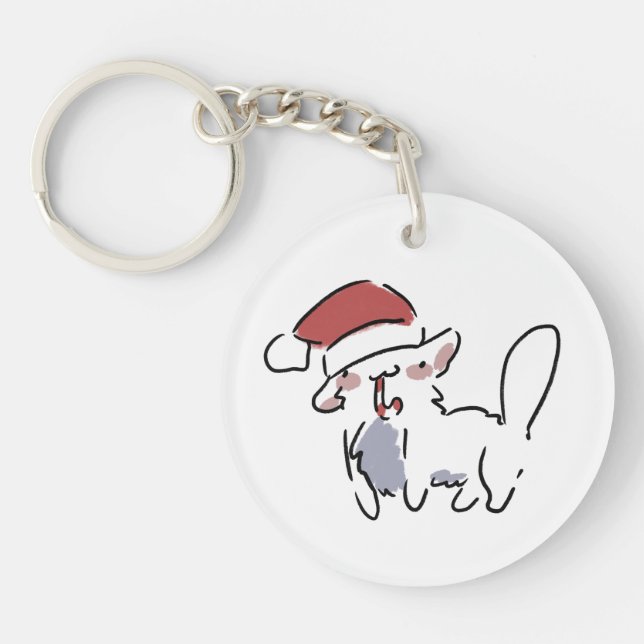 Christmas Cat Keychain (Front)