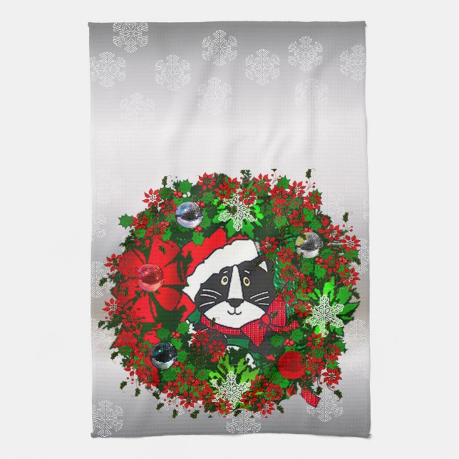 Christmas Cat Kitchen Towel (Vertical)