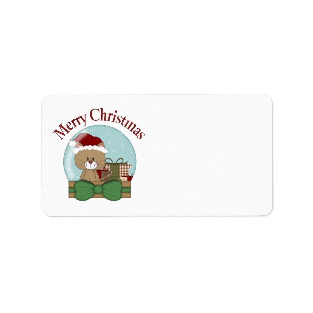 Christmas Cat Kitten Holiday Christmas Snowglobes Label (Front)