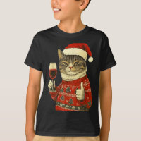 Christmas Cat Likes Cute Cat Drinking Wine With Sa