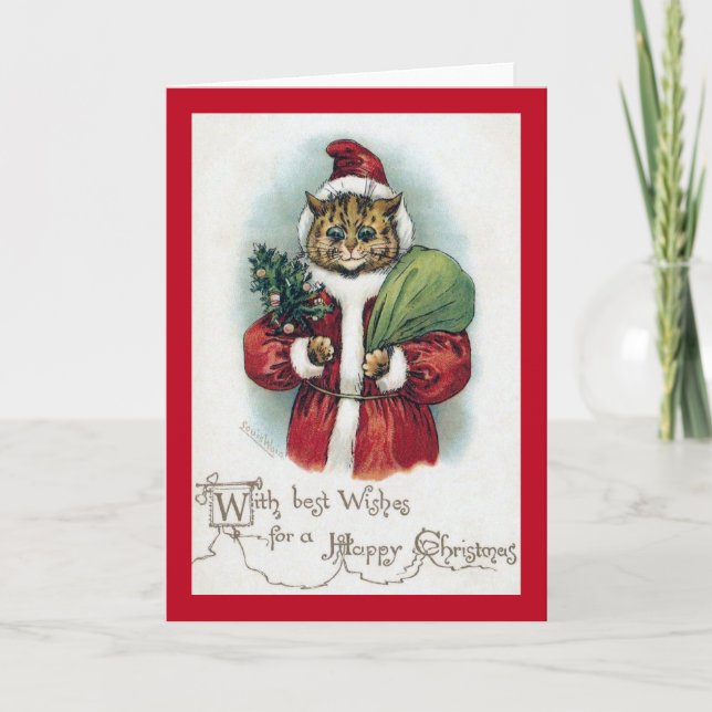 Christmas cat, Louis Wain Holiday Card (Front)