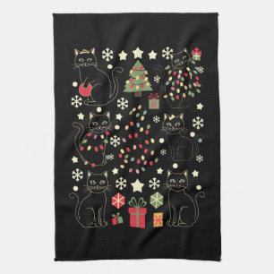 Christmas Cat Lover Gift For Cat Owner Kitchen Towel