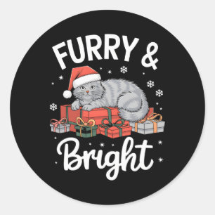 Christmas Cat Lover Santa Hat Holiday Funny Cat Mo Classic Round Sticker