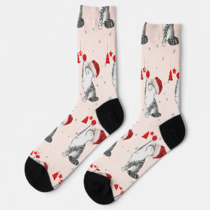 Christmas Cat Lover Santa Hat Socks