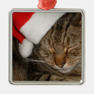 Christmas Cat Metal Ornament