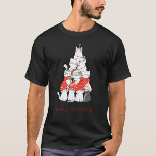 Christmas Cat Mewy Christmas Cat Christmas Tree T-Shirt
