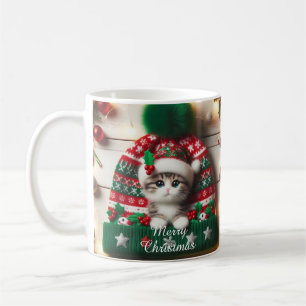 Christmas Cat Mug – Cute Kitty with Santa Hat
