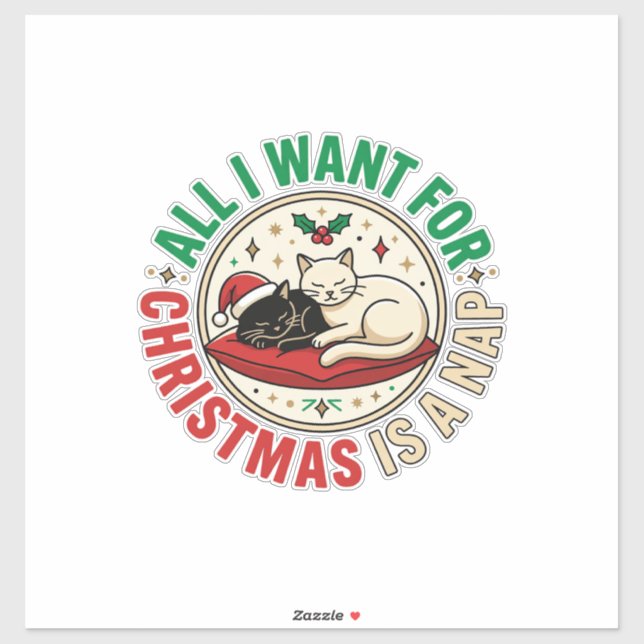 Christmas Cat Nap Holiday Design (Sheet)