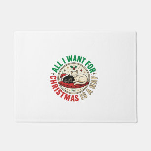Christmas Cat Nap Holiday Design Doormat