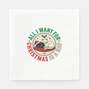 Christmas Cat Nap Holiday Design Napkin