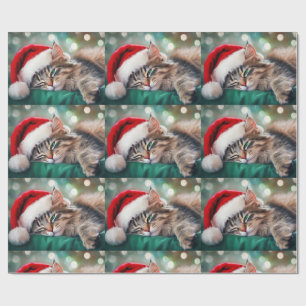 Christmas Cat Nap Wrapping Paper