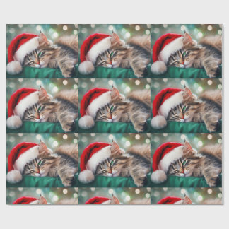 Christmas Cat Nap Wrapping Paper