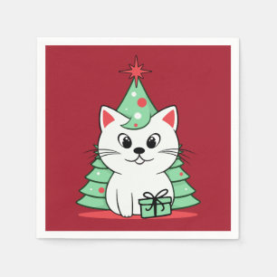 Christmas cat napkin