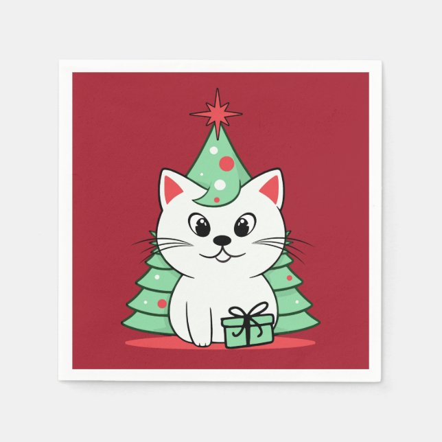 Christmas cat napkin (Front)