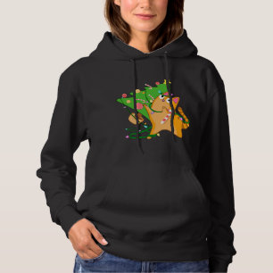Christmas Cat Orange Tabby with Zoomies xmas tree Hoodie