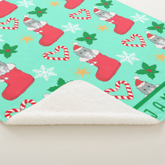 Christmas Cat Original Art Sherpa Blanket