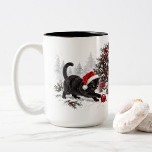 Christmas Cat Ornament Mischief Festive Holiday Two-Tone Coffee Mug