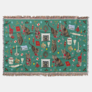 Christmas Cat Ornament Throw Blanket