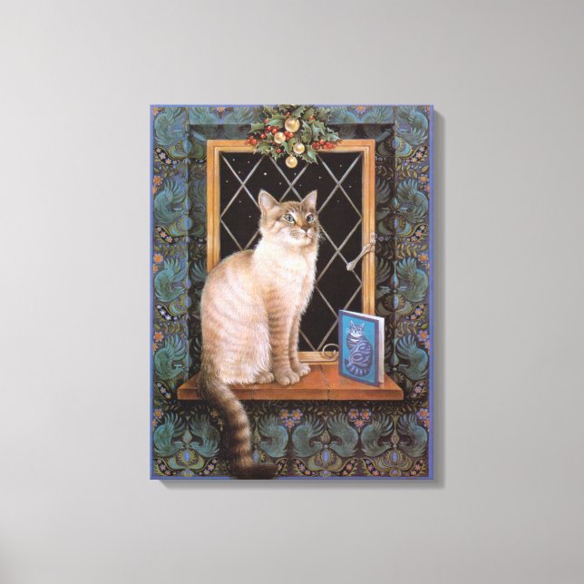 CHRISTMAS CAT PAINTING  CANVAS PRINT (Front)
