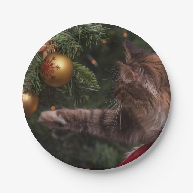 Christmas Cat Paper Plate (Front)