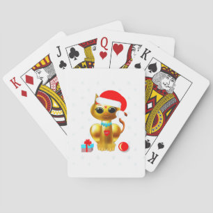 Christmas cat playing cards