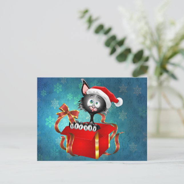 Christmas Cat Postcard (Standing Front)