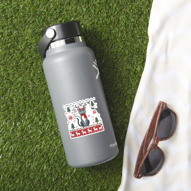 Christmas Cat Reindeer Ugly Christmas Sweater T-Sh (HydroFlask Insitu)