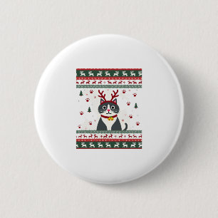 Christmas Cat Reindeer Ugly Christmas Sweater T-Sh 2 Inch Round Button