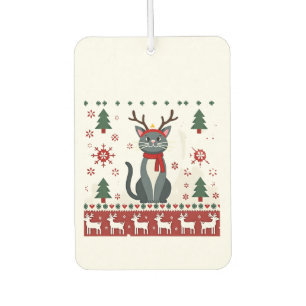 Christmas Cat Reindeer Ugly Christmas Sweater T-Sh Air Freshener