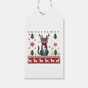 Christmas Cat Reindeer Ugly Christmas Sweater T-Sh Gift Tags