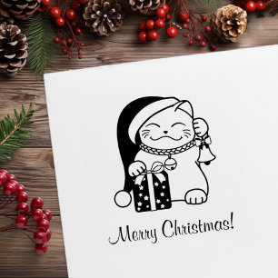 Christmas Cat Rubber Stamp