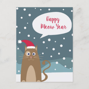 Christmas cat santa kitten holidays  postcard