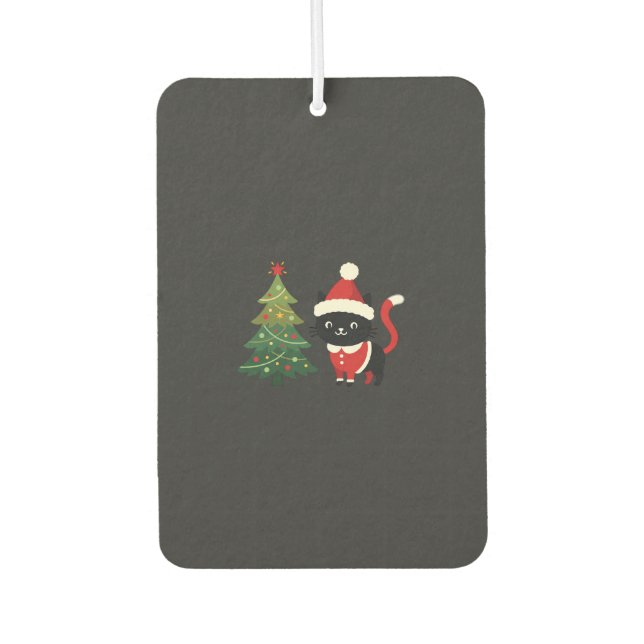 Christmas Cat Santa Tree Vector Air Freshener (Front)